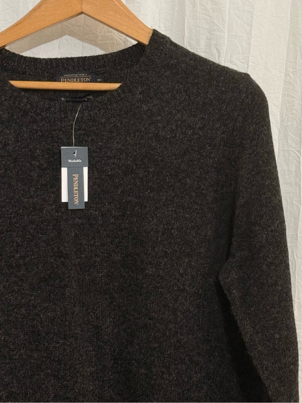 NWT Pendleton Washable Shetland Wool Crewneck Sweater XL Charcoal Gray Classic